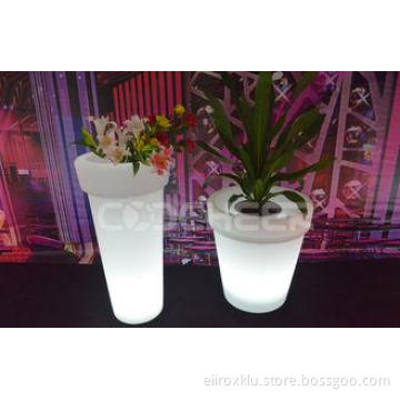 Outside plastic polyethylene lit flower pots , led lighted